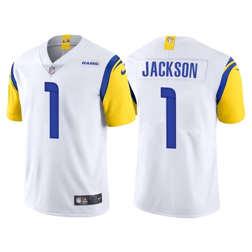 2021 Los Angeles Rams #1 DeSean Jackson Modern Throwback Mens Custom White Game Stitched Jersey->los angeles rams->NFL Jersey